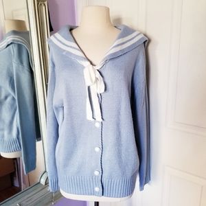 New Light blue sailor knit cardigan sweater